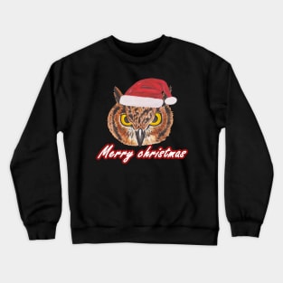 Christmas owl in a santa hat Crewneck Sweatshirt